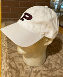 Hat. White embroidered Cap with Maroon and black P